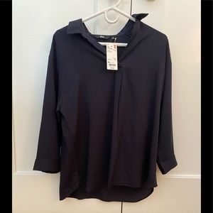 NWT Uniqlo Rayon skipper collar 3/4 sleeve blouse